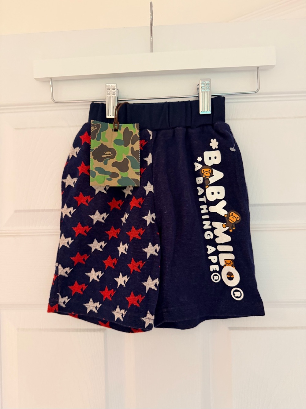 BAPE Kids Baby Milo Star Shorts Navy Red White Size 90 NWT